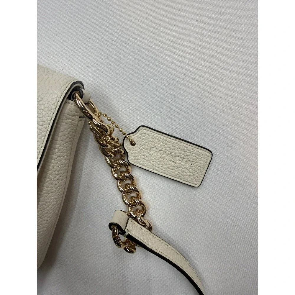 COACH New $250 Womens Leather White Pink Gold Fold Over 9x6.25x1.5 Crossbody Bag